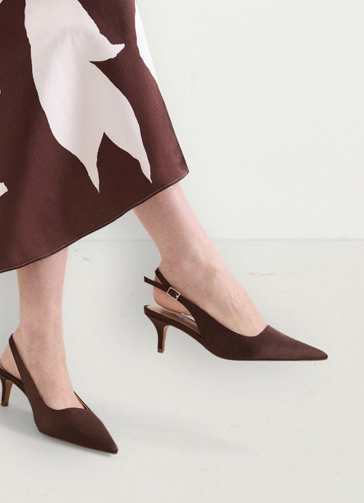 Phase Eight Slingback van satijn - detail 6 bruin