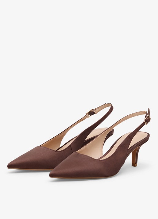 Phase Eight Slingback van satijn - voorkant 3 bruin