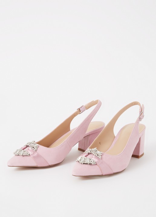 Phase Eight Slingback van suède met strass - detail 3 lichtroze