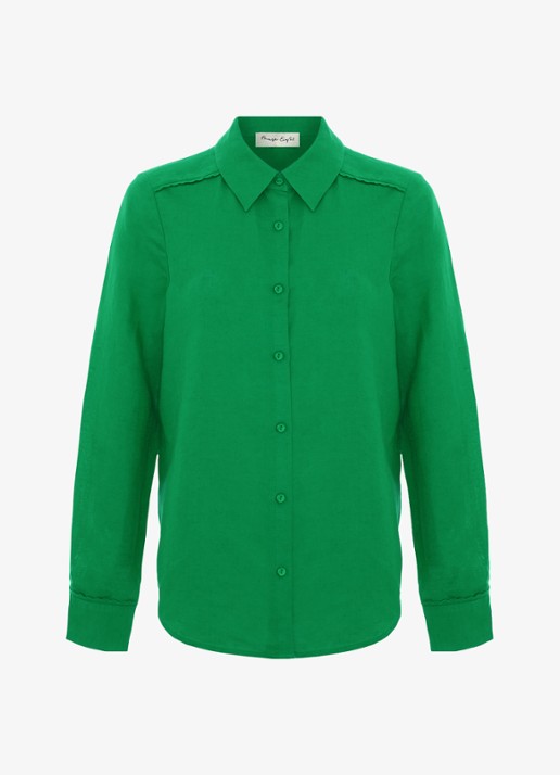 Phase Eight Sloane blouse in linnenblend - voorkant 6 groen