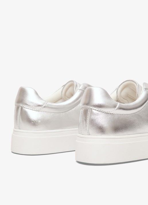 Phase Eight Sneaker van leer met metallic finish - detail 3 zilver
