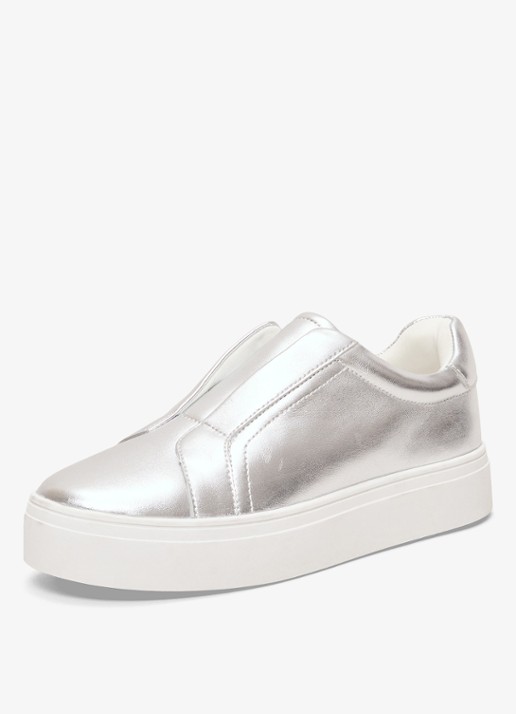 Phase Eight Sneaker van leer met metallic finish - detail 4 zilver