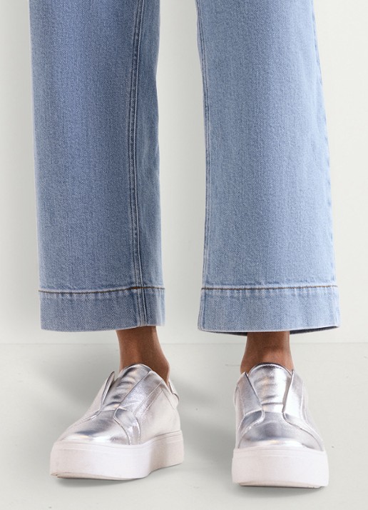 Phase Eight Sneaker van leer met metallic finish - detail 7 zilver