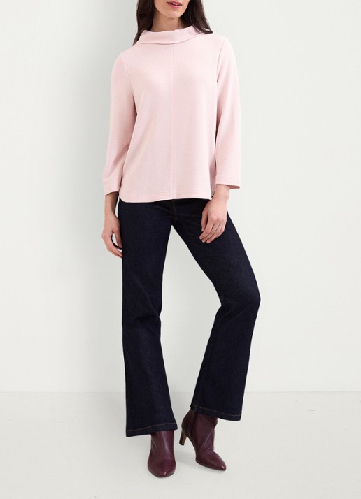 Phase Eight Solene longsleeve met col - voorkant 2 lichtroze