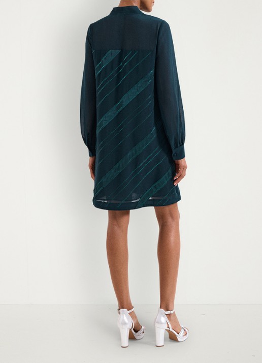 Phase Eight Sonali mini tuniekjurk met pailletten - achterkant petrolgroen