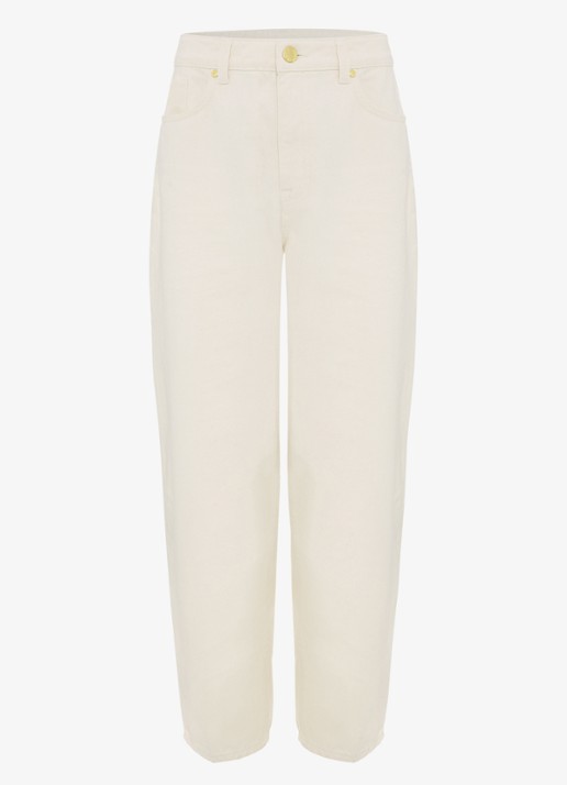Phase Eight Sophia Barell high waist tapered jeans - voorkant gebroken wit
