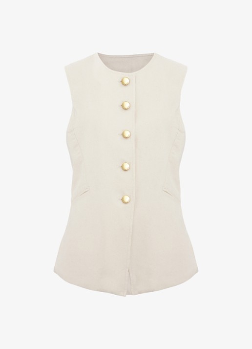 Phase Eight Sophia gilet met paspelzakken - voorkant 6 ivoor