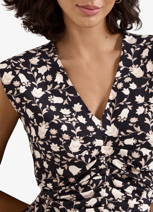 Phase Eight Sophia top met bloemenprint en V-hals - detail 3 zwart