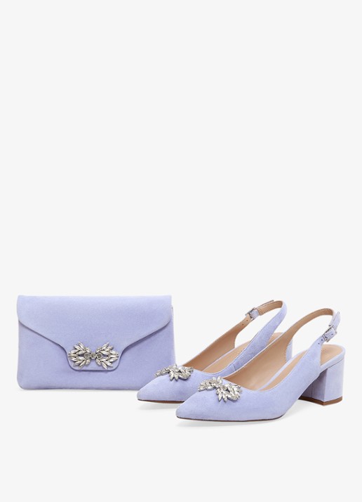 Phase Eight Sparkle clutch van geitensuède met afneembare schouderriem - detail 4 lichtblauw