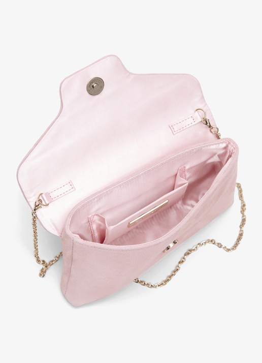 Phase Eight Sparkle clutch van suède met strass - achterkant oudroze