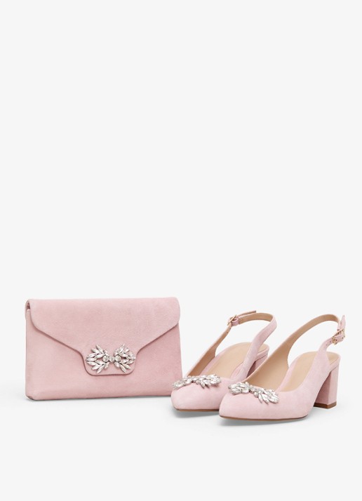 Phase Eight Sparkle clutch van suède met strass - detail 8 oudroze