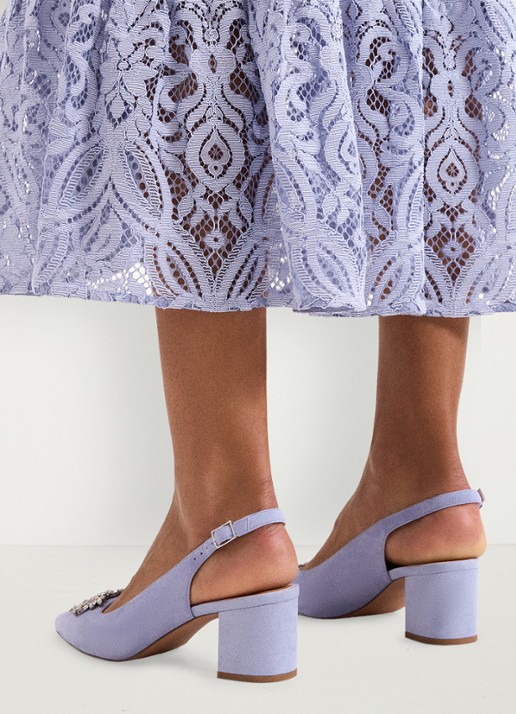 Phase Eight Sparkle pump van suède met applicatie - detail 7 lichtblauw