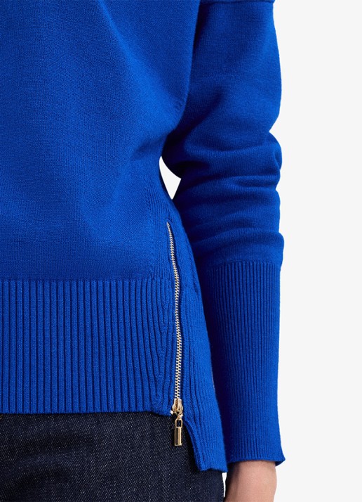 Phase Eight Steph fijngebreide trui met ritsdetail - detail 7 donkerblauw