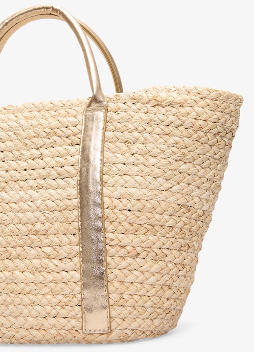 Phase Eight Strandtas met gevlochten detail - detail beige