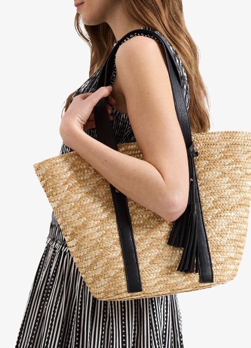 Phase Eight Strandtas met gevlochten detail - voorkant 5 beige
