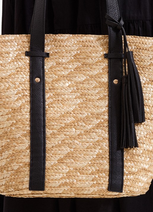 Phase Eight Straw strandtas met gevlochten detail - detail 6 beige