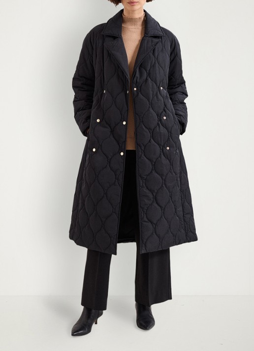 Phase Eight Sukie puffer jas met strikceintuur - voorkant 8 zwart