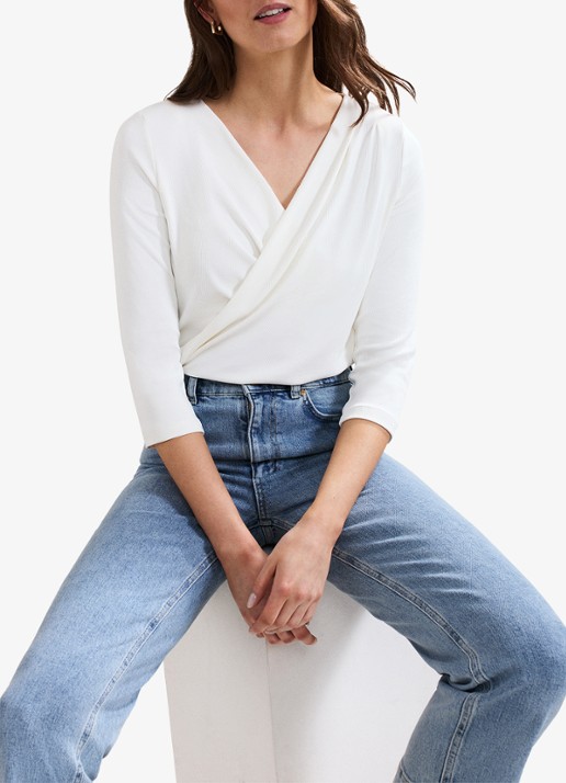 Phase Eight Sutton top met V-hals - detail 5 wit