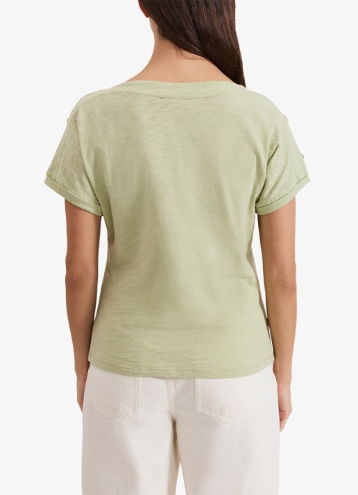 Phase Eight Suzie T-shirt met knoopdetail - achterkant khaki