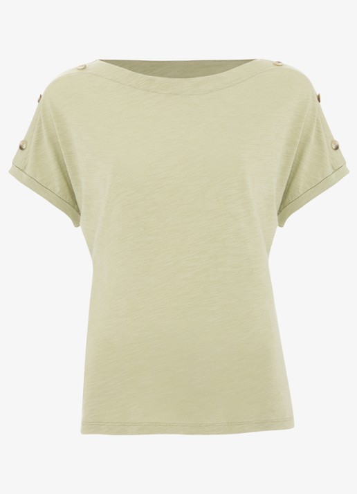 Phase Eight Suzie T-shirt met knoopdetail - voorkant 7 khaki