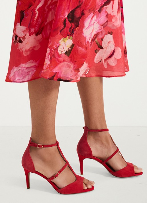 Phase Eight T Bar sandalette van suède - detail 5 rood