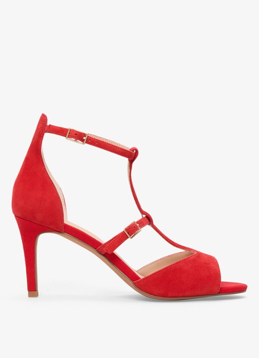 Phase Eight T Bar sandalette van suède - voorkant rood