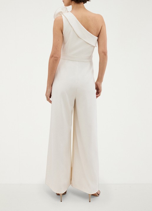 Phase Eight Tali wide fit one shoulder jumpsuit met persplooi - achterkant 6 creme