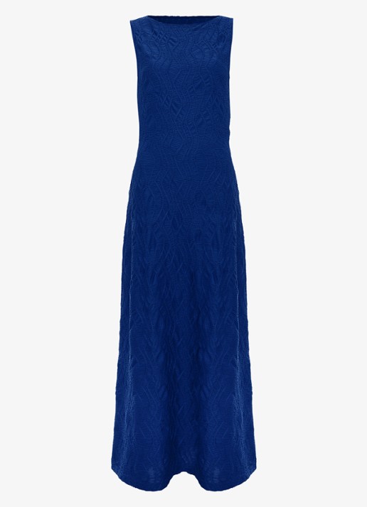 Phase Eight Talia midi jurk met structuur - voorkant 6 donkerblauw