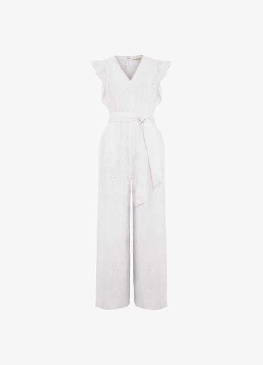 Phase Eight Talulah loose fit jumpsuit met broderie - voorkant 2 wit