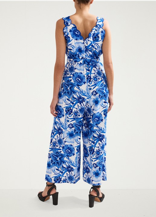 Phase Eight Tamzin wide fit cropped jumpsuit met bloemenprint en steekzakken - achterkant 3 blauw