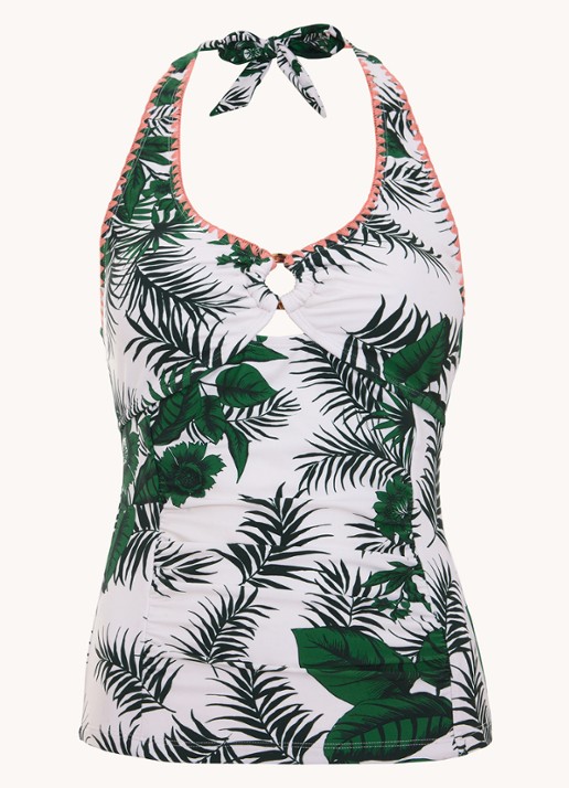 Phase Eight Tankini top met bladprint - voorkant wit