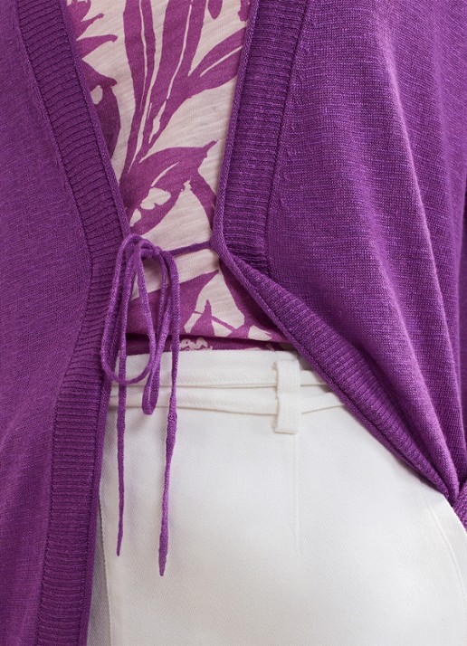 Phase Eight Tasha fijngebreid vest in linnenblend - detail 7 paars