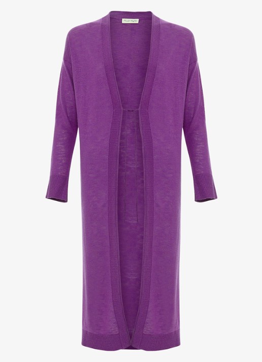 Phase Eight Tasha fijngebreid vest in linnenblend - voorkant paars