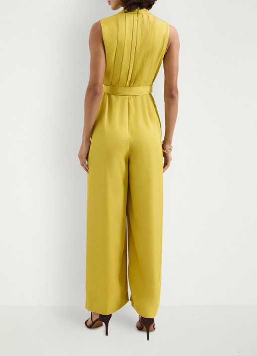 Phase Eight Taylor wide fit jumpsuit met strikceintuur - achterkant geel