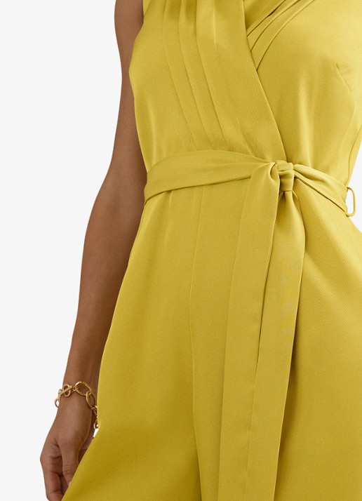 Phase Eight Taylor wide fit jumpsuit met strikceintuur - detail 4 geel