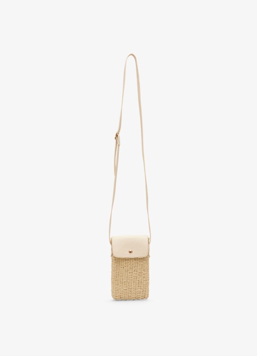 Phase Eight Telefoonhoesje van raffia met schouderriem