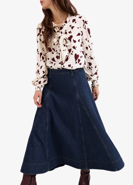 Phase Eight Thea midi rok van denim - detail 4 denim