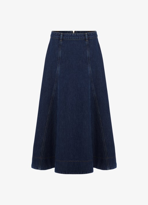 Phase Eight Thea midi rok van denim - voorkant 6 denim