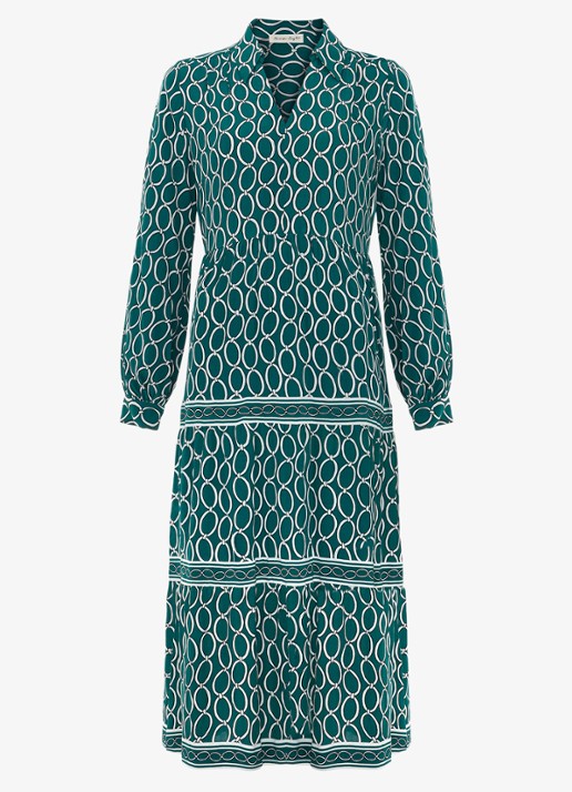 Phase Eight Tiered midi tuniekjurk met steekzakken - voorkant 2 groen