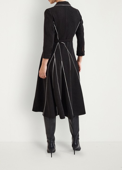 Phase Eight Tilly midi jurk met streep detail - achterkant 3 zwart