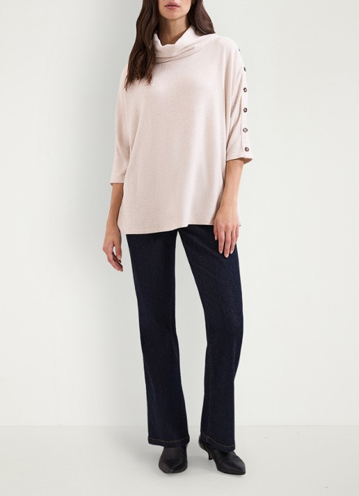 Phase Eight Toni top met opstaande kraag - voorkant 7 beige
