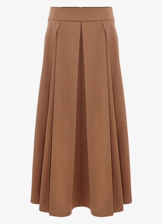 Phase Eight Trinity midi rok met plooien - voorkant 2 camel