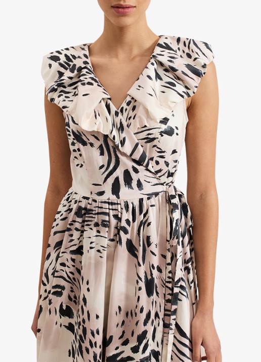 Phase Eight Trix mouwloze midi jurk met volant - detail 4 beige