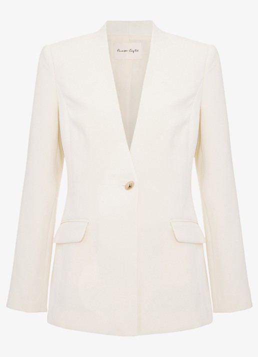 Phase Eight Twill blazer met klepzakken - voorkant 2 ivoor