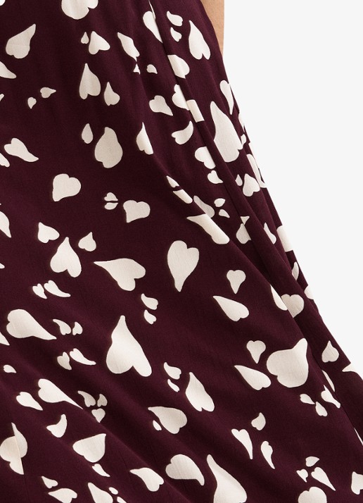 Phase Eight Valentina A-lijn maxi rok met grafische print - detail 3 bordeauxrood