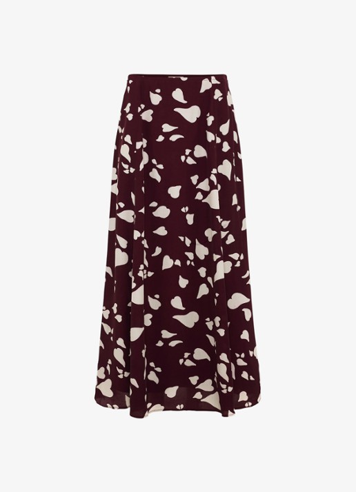 Phase Eight Valentina A-lijn maxi rok met grafische print - voorkant 6 bordeauxrood