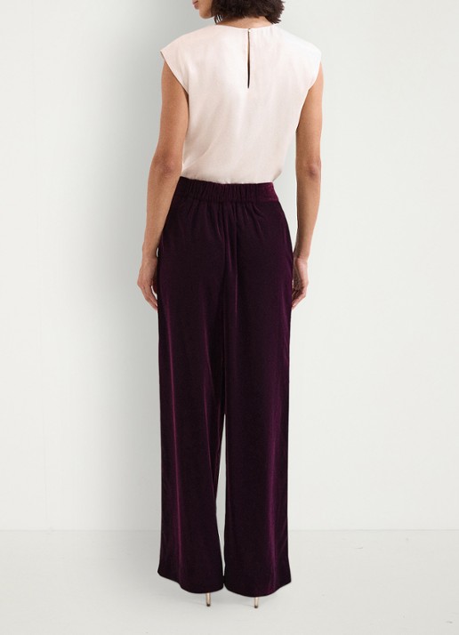 Phase Eight Valentina high waist loose fit pantalon van fluweel - achterkant paars