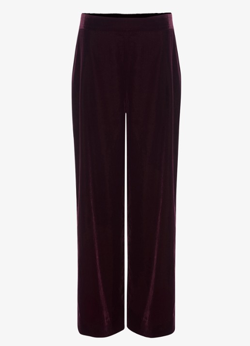Phase Eight Valentina high waist loose fit pantalon van fluweel - voorkant 2 paars
