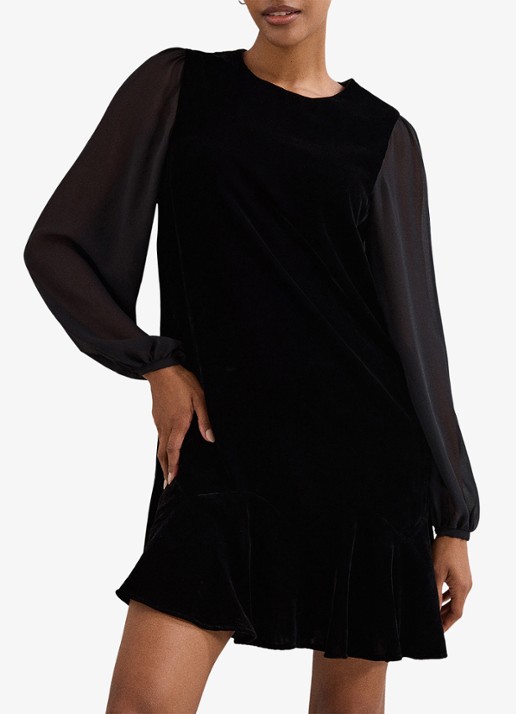 Phase Eight Velvet mini jurk met ballonmouw