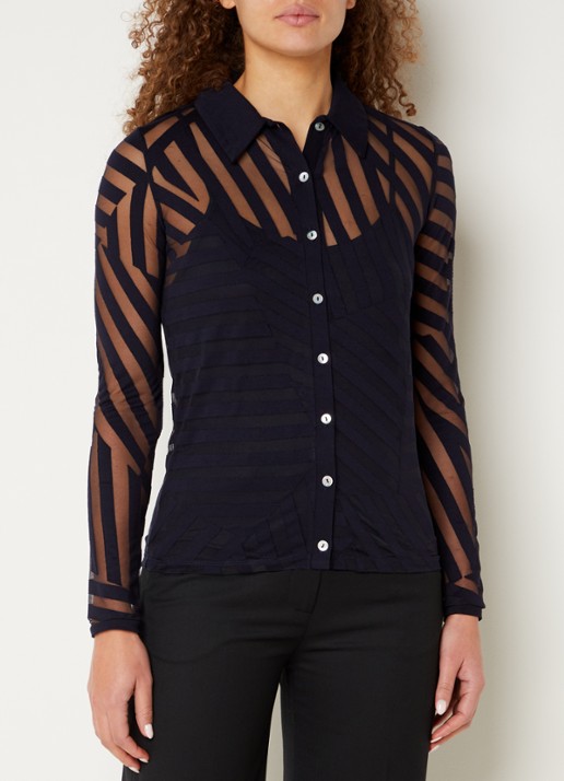 Phase Eight Vida Burnout semi-transparante top met knoopdetail en streepprint